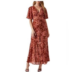 ASTR the Label Floral-Print Flutter-Sleeve Kenzie Dress